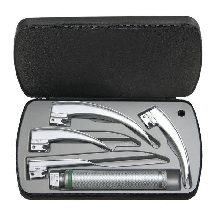 Set de laryngoscope HEINE Classic+ F.O. LED, 4 lames