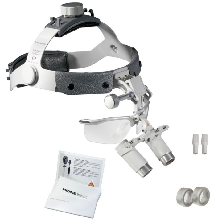 Loupes binoculaires HEINE HRP 3.5x | 420 sur bandeau Professional L avec S-GAURD