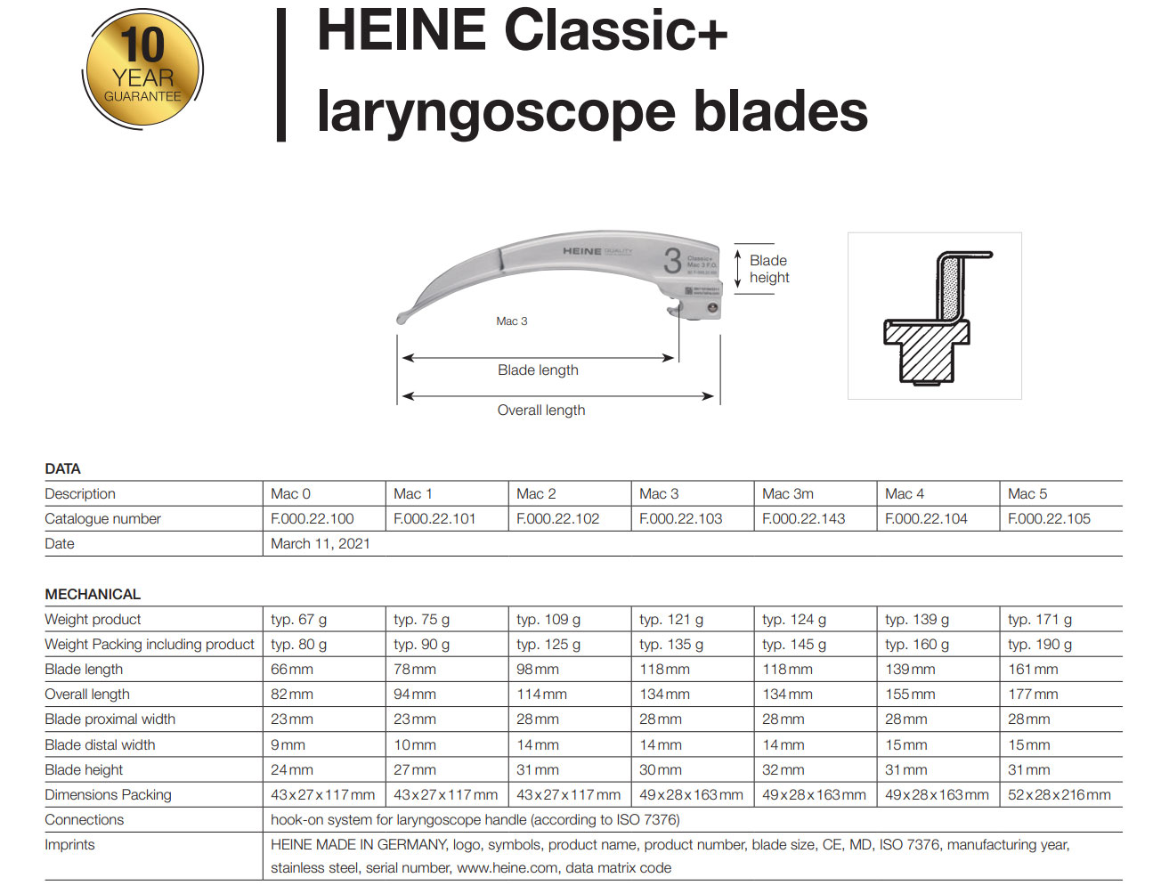Lames de laryngoscopes HEINE Macintosh F.O.
