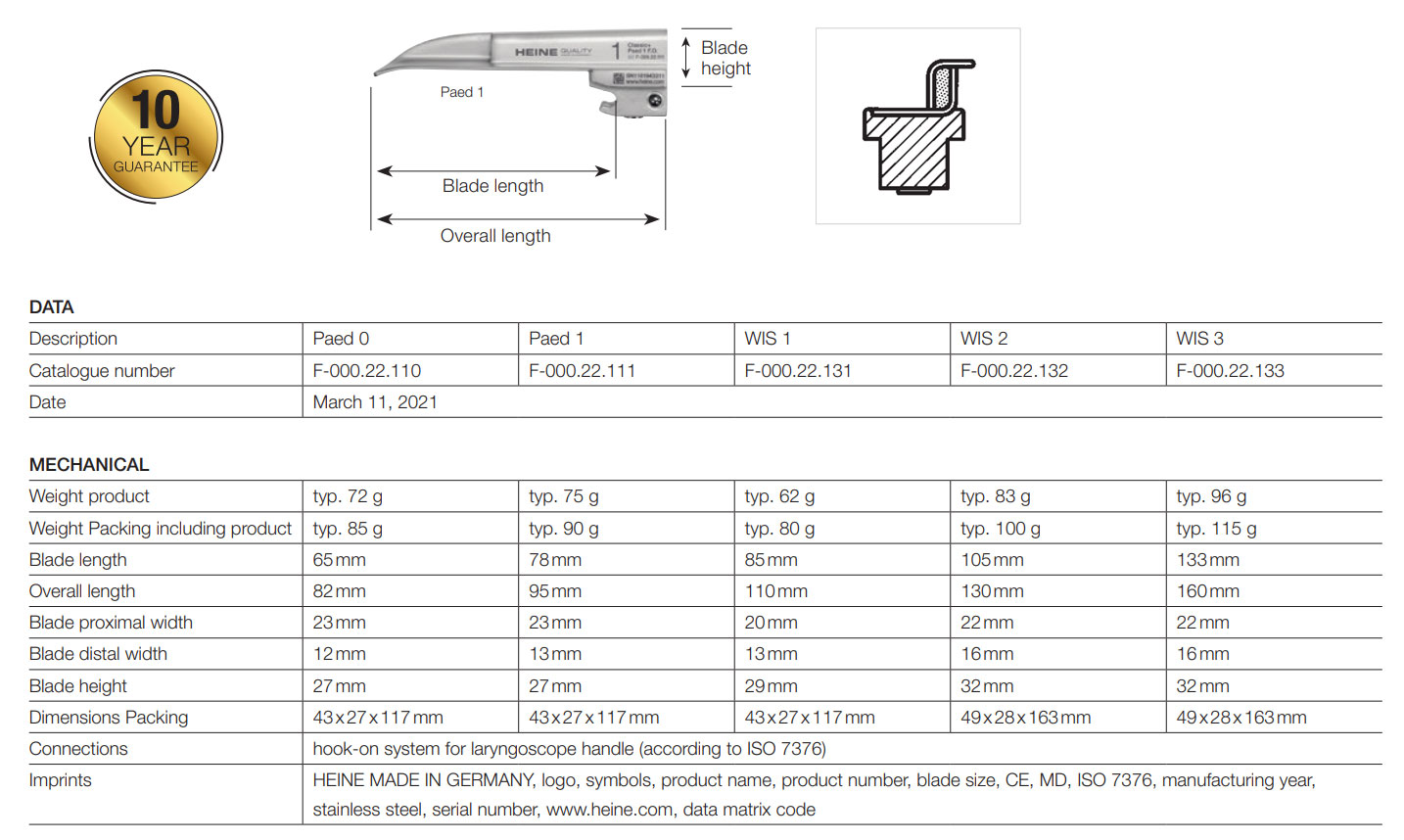 Lames de laryngoscopes HEINE Classic+ Paed F.O.